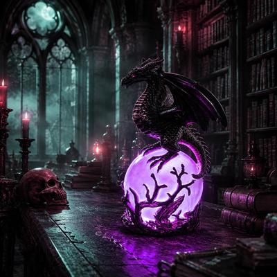 Dragon Figurine Gothic Resin Sculpture with Ball Dragon Statues Figurines for Yard Outside Porch Backyard Halloween Night Home