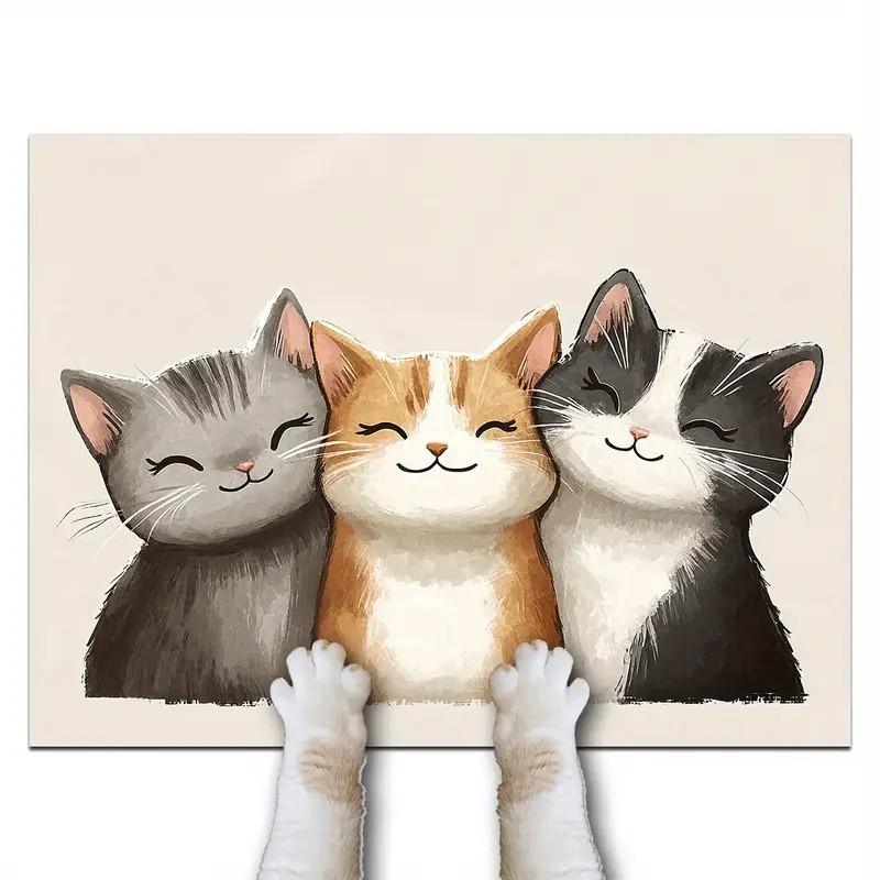 VIKAMA Three Cute Cat-Patterned Pet Feeding Mats, Pet Feeding Mats, Anti-Slip Mats, Cat And Dog Food Bowls And Water Bowl Mats 120x160cm