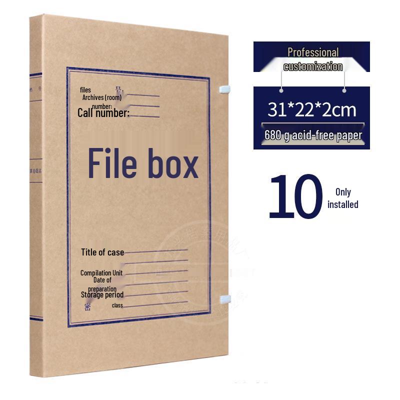 10cm Thick Extra Large Kraft Paper A4 File Box - Acid-Free Document Organizer