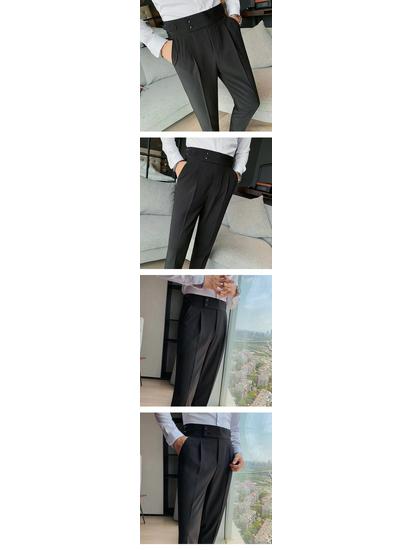 Herren Slim-Fit High-Waist Einfarbig Businesshose