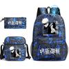 3 Stück Jujutsu Kaisen Rucksack Jungen Mädchen Anime Mochila Schüler Schultasche mit Umhängetasche Federmäppchen Tägliche Reise Rucksack
