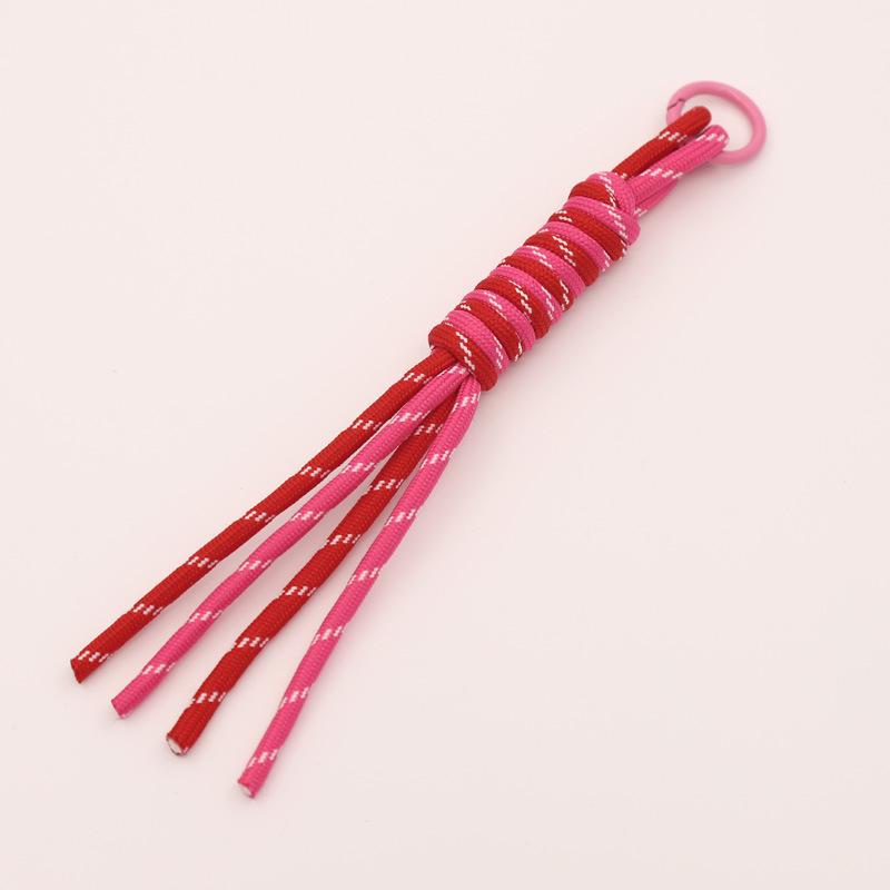 Two-Color Handmade Braided Keychain Pendant with Tassel Charm