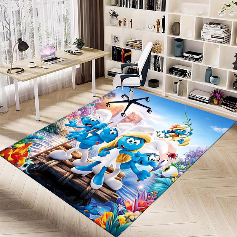 Smurfs' Adventure Carpet For Playroom Bedroom Living Room Sofa Home Decorkids Game Area Rug Nonslip Floor Mat