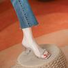 Rhinestone slippers women's fashion new sandals crystal high heel thick heel high transparent sandals
