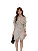 Chic Color-Block Striped Short Dress with Irregular Strap and Waist-Cinching Design