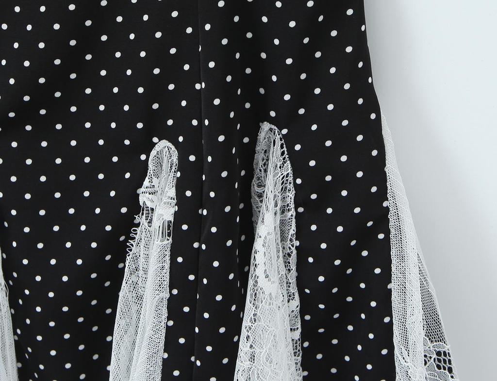 Women's Summer Sleeveless Polka Dot Color Block Cinched Waist Mini Dress