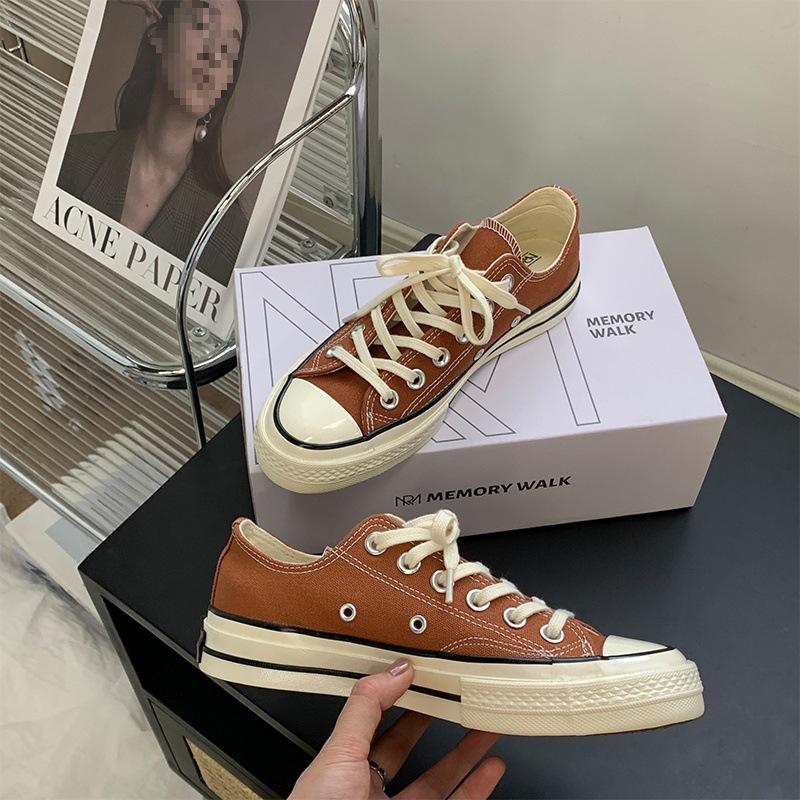 S white low-top canvas shoes men's retro women's shoes pointed student board shoes classic trendy shoes