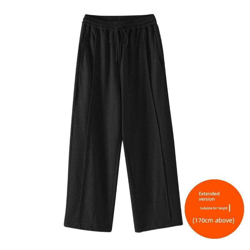 Plus size women clothing [Fashionable Walking Sweatpants] Three Pants Length Chubby Girl High Waist Straight Loose Wide Leg Casual Pants
