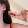Autumn/Winter Wine Red Bead Earrings: 925 Silver, Festive French Retro Style