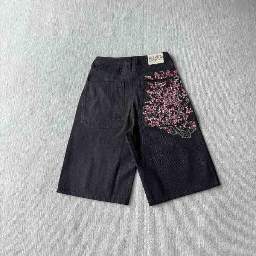 Cross Border Derschutze Deserto Musa Velo Ricamo Industria Pesante Pantaloncini Dritti Street Vintage Tendenza Jeans