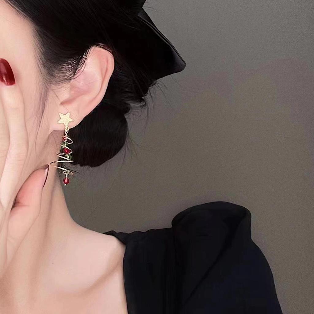 2024 New Women’s Christmas Tree Star Earrings – Festive Jewelry for the Holiday Season