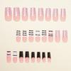 24pcs Y2k Black White Polka Dot Stripe Press On Nails French Press On Nails Fake Nails Sweet Polka Dot Square Wearable Nail Tip