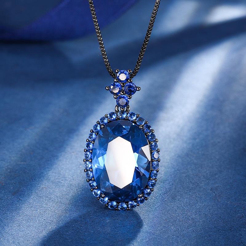 Jewelry Copper Bottom Gold-Plated Simulation Blue Spinel Black Gold Personalized Set 13 * 18-12 * 16