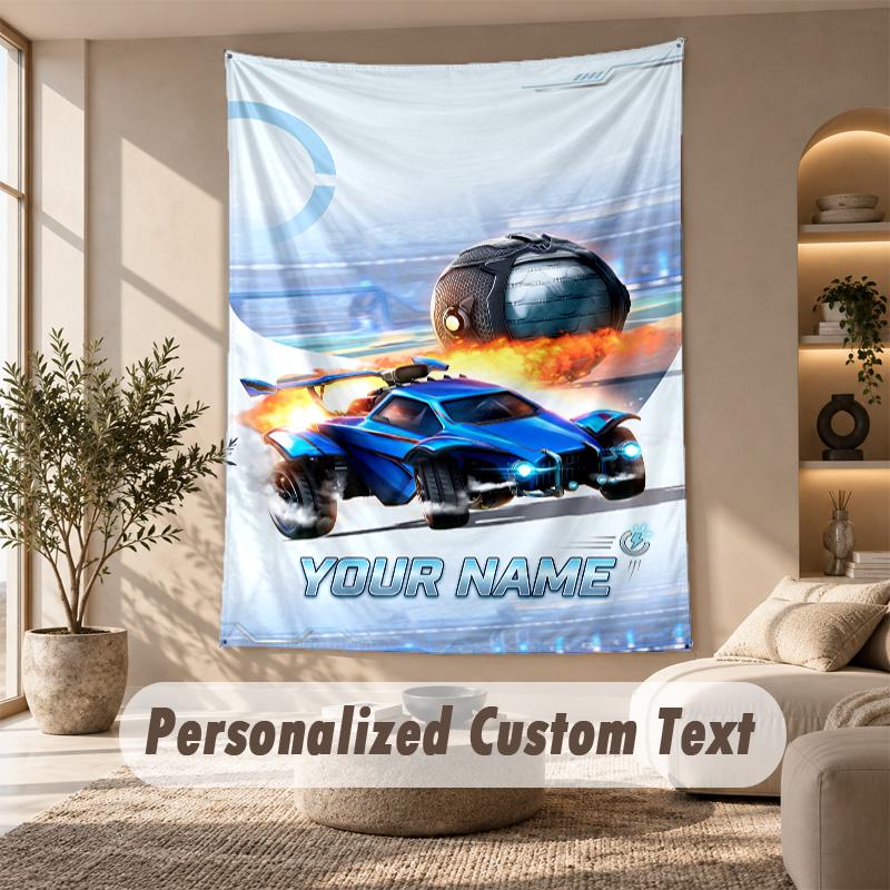 Rocket League Tapestry, Personalized Custom Text, Wall Hanging Tapestry For Living Room Home Wall Decor