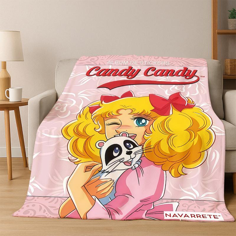Candy Candy Girl Cartoon Anime Flannel Blanket Soft Warm Blanket Throw Blanket for Bedroom Living Room Bed Travel Picnic Gift