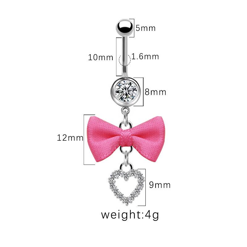 Gaibei Aesthetic Heart-shaped Bow Navel Ring - European, American, Japanese, Korean Styles, Navel Stud Piercing.