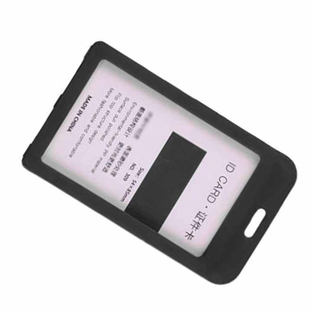 10PCS Clear ID Card Holders Plastic Rounded Corners Frosted Surface Removable Lanyard Black Edges