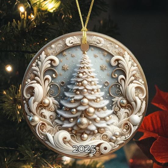 Dream Christmas Tree Ornament Sparkling Acrylic Hanging Decoration with Golden String Festive Keepsake Gift