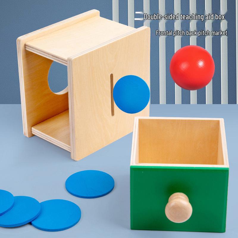 Montessori Early Education Toy Set: Round Ball Coin Box, Object Permanence Drawer & Textile Drum for Toddlers 0-3 Years