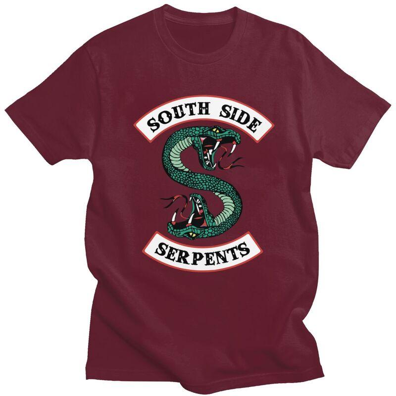 Custom Male Riverdale South Side Serpent Snake T Shirt Short Sleeve Cotton T-shirt Leisure Tee Loose Fit Clothing