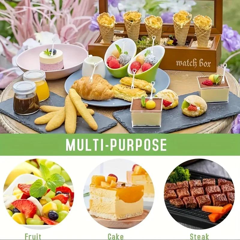 100/300pcs Elegant Heart-Shaped Disposable Forks for Party BBQ Sticks Picks Skewer Set Household Plastic Food Cake Fruit Fork