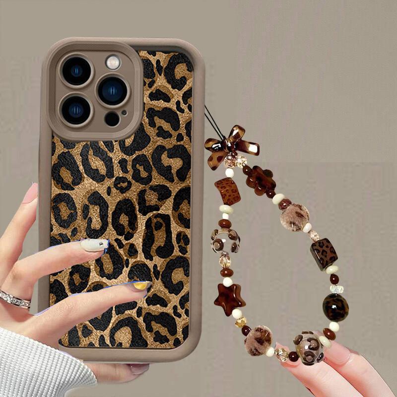Fashion Retro Leopard Bracelet Chain Case For Motorola Moto G22 G32 G52 G30 G53 G15 G14 G60 G35 G24 E14 E13 E32 E22 E40 G9 Play