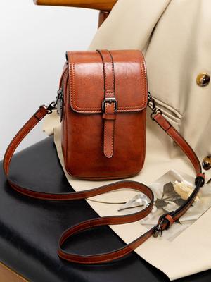 Retro Designer Dames Crossbody Tas Olie Was PU Leer Flap Dubbellaags Grote Capaciteit Schoudertas Multifunctionele Casual Handtas