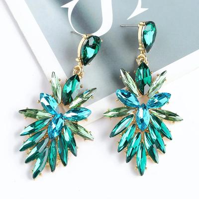 New Creative Design Geometric Teardrop Shiny Glass Dangle Drop Earrings For Women Luxury Quality Ear Accessories Pendant Jewelry