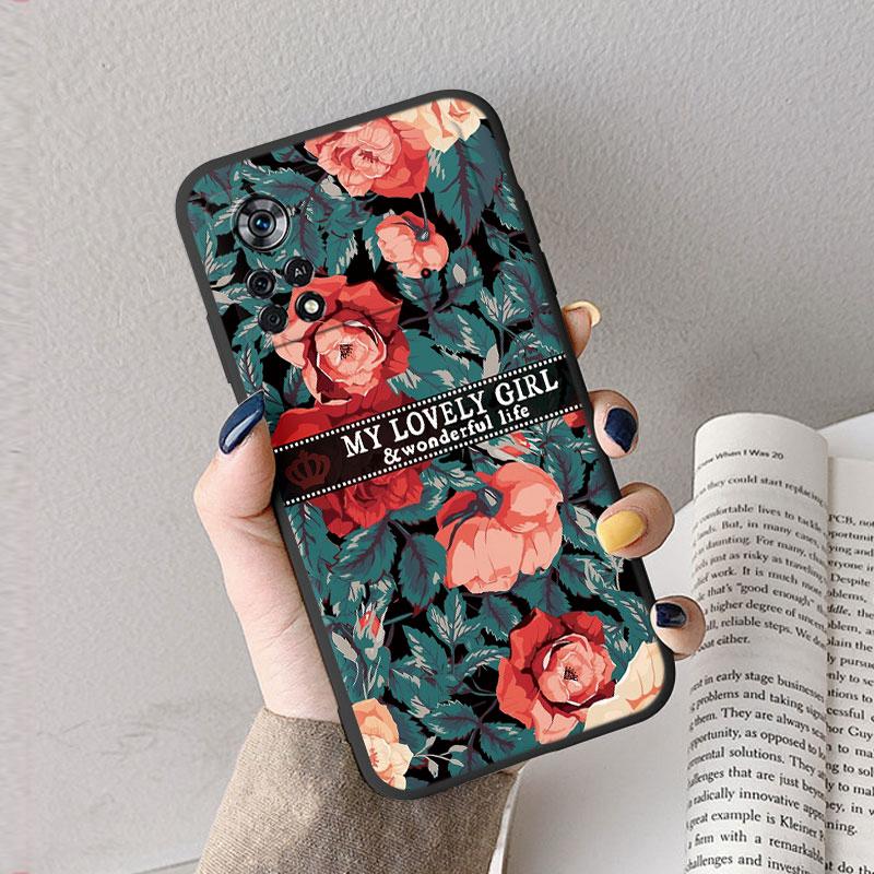 Case For Poco X4 Pro 5G Poco M4 Pro Cute Heart Flower Back Cover Soft Silicone Matte Protective Funda For Xiaomi Poco X6 X5 Pro