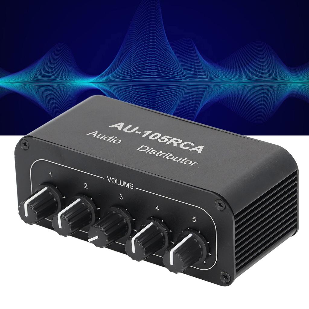 Bi Directional Audio Switcher High Fidelity 5 Way Audio Switch Splitter for Multimedia Conference Room