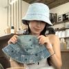 Summer Versatile Bow Embroidery Retro Old Cowboy Fisherman Hat Women Sun Protection Sun Protection Showing Face Small Basin Hat