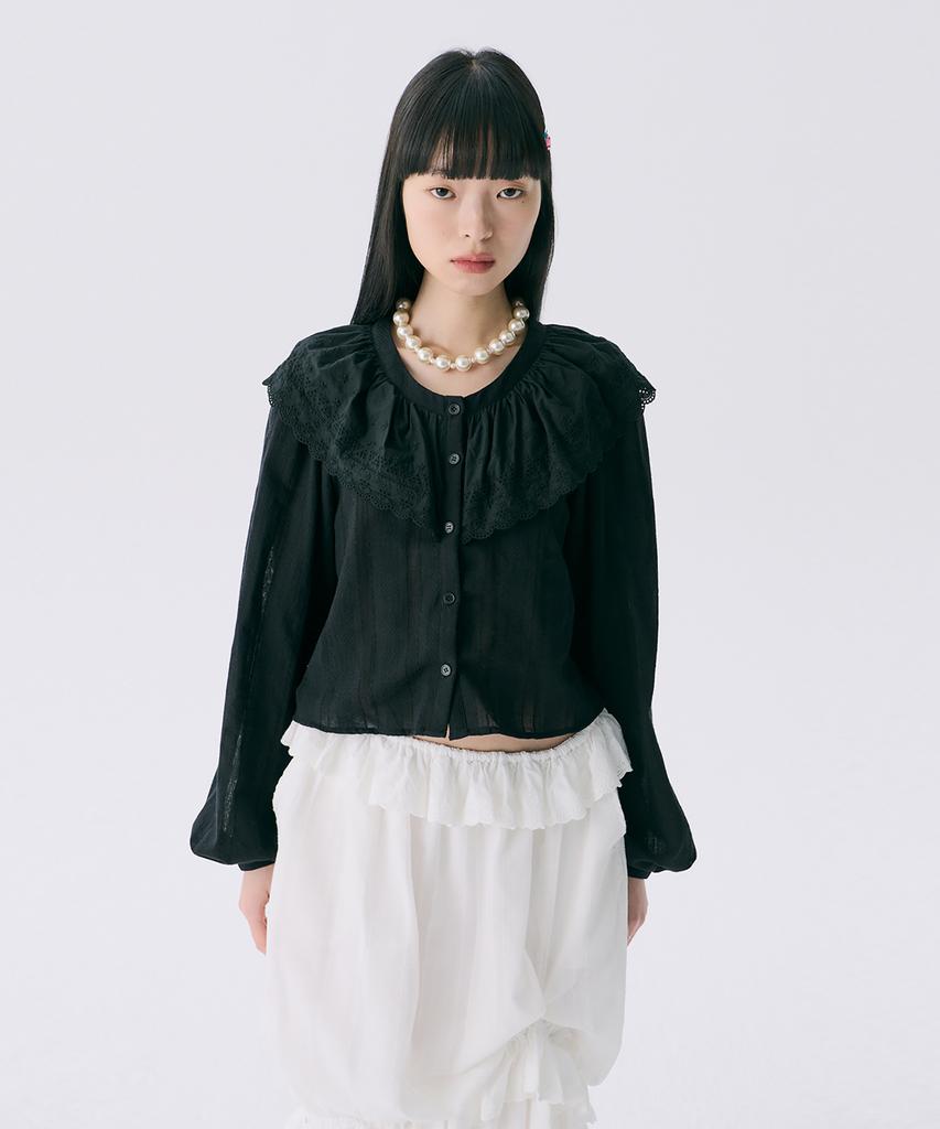 JUNEJUNE SPACE Vol12. Ruffle Blouse_Black(Vol12. Ruffle Blouse_Black)