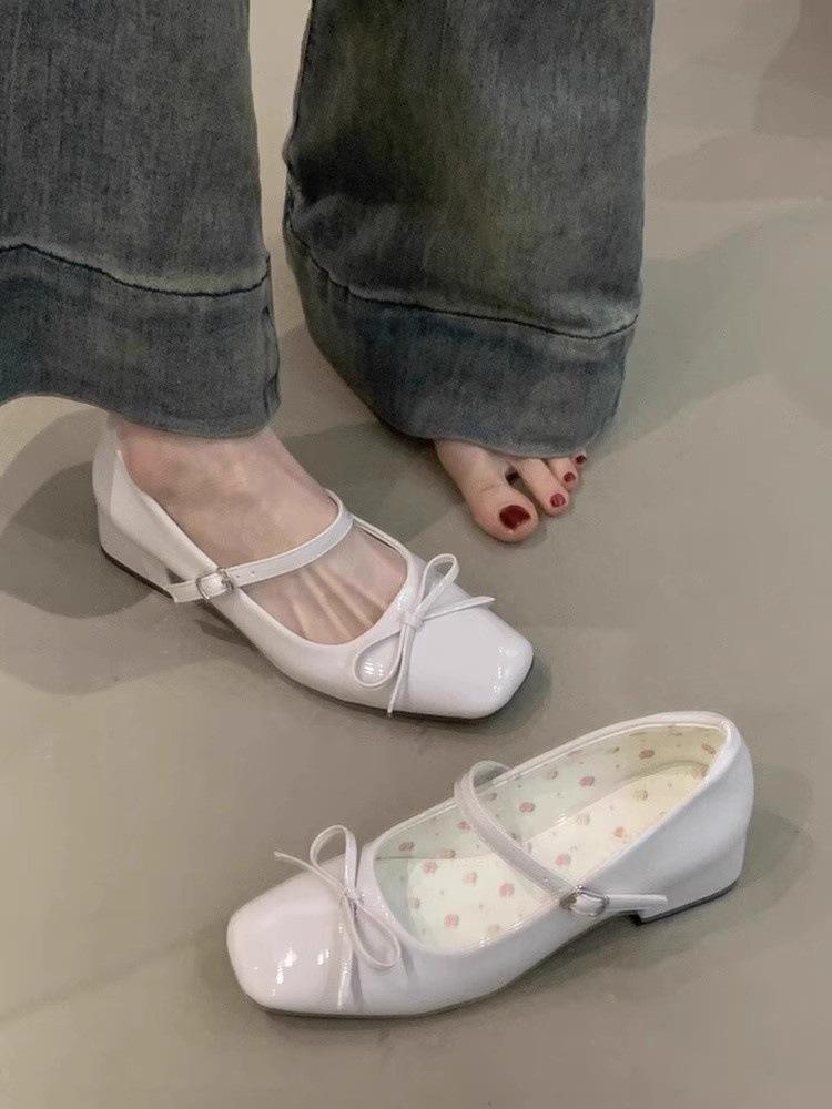 Women's Ballet Shoes 2025 Autumn New Bow Knot Buckle Strap Mary Jane Shoes Luxury Outdoor Non Slip Party Chunky Heels
