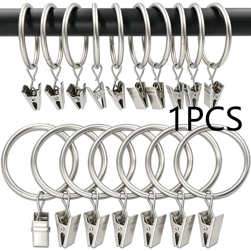 1-20pcs Curtain Rings with Clips Openable Drapery Metal Clip Rustproof Metal Hangers Ring for Windows Rods Decorative Drapery