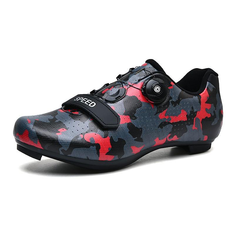 Mountain Road Cycling Shoes With Rotating Dial Unisex Breathable Anti-Slip Bike In Camo Large Sizes
