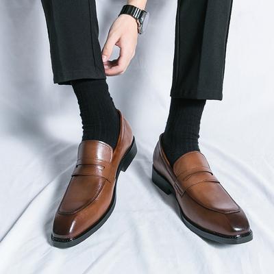 Mode Echtes Leder Herren Spitzschuh Loafers Frühling Retro Slipper Schuhe Weiche Dämpfungssohle Rutschfeste Sohle Business Casual Schuhe
