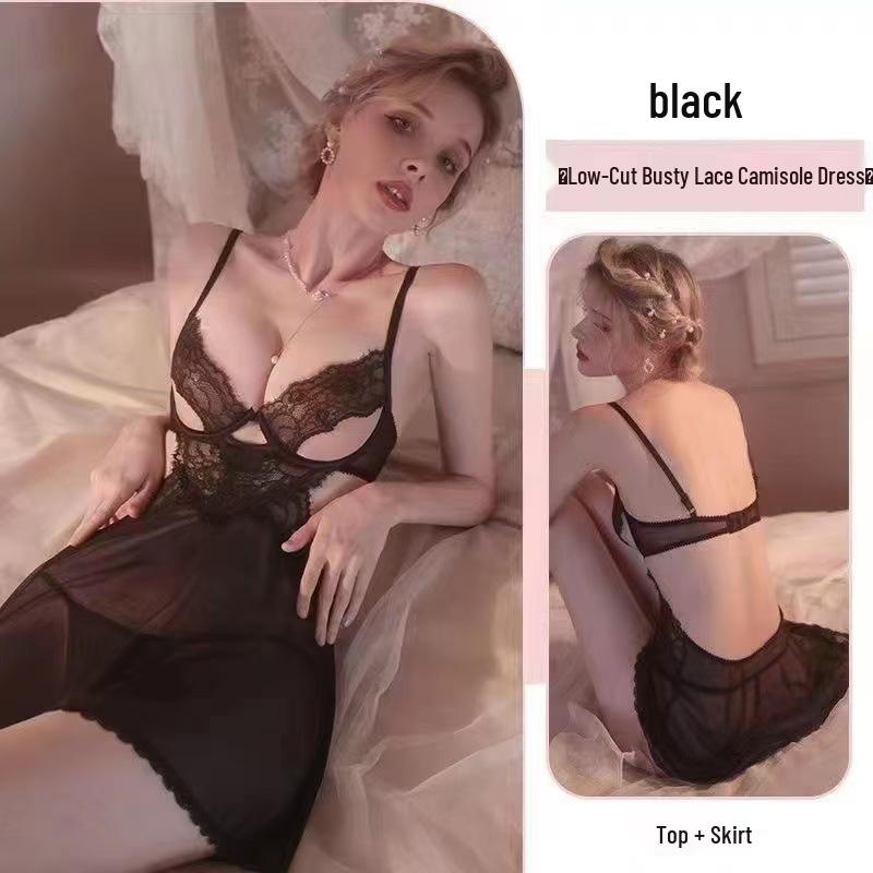 

Elegant Lace Push-up Camisole Sleep Dress - Enhances Small Bust, Slimming Fit, Pure Desire Style One Size