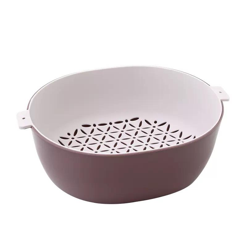 

Double-Layer Drain Basket Six-Piece Set Thickened Vegetable Washing Basin Household Fruit Plate Kitchen Multi-Functional Vegetable Basket Drain Frame