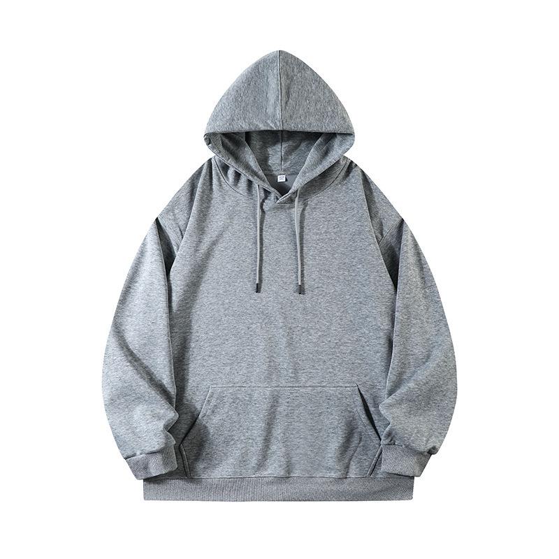 2025 Unisex Solid Color Hooded Sweatshirt - Comfortable Loose Drop Shoulder Style