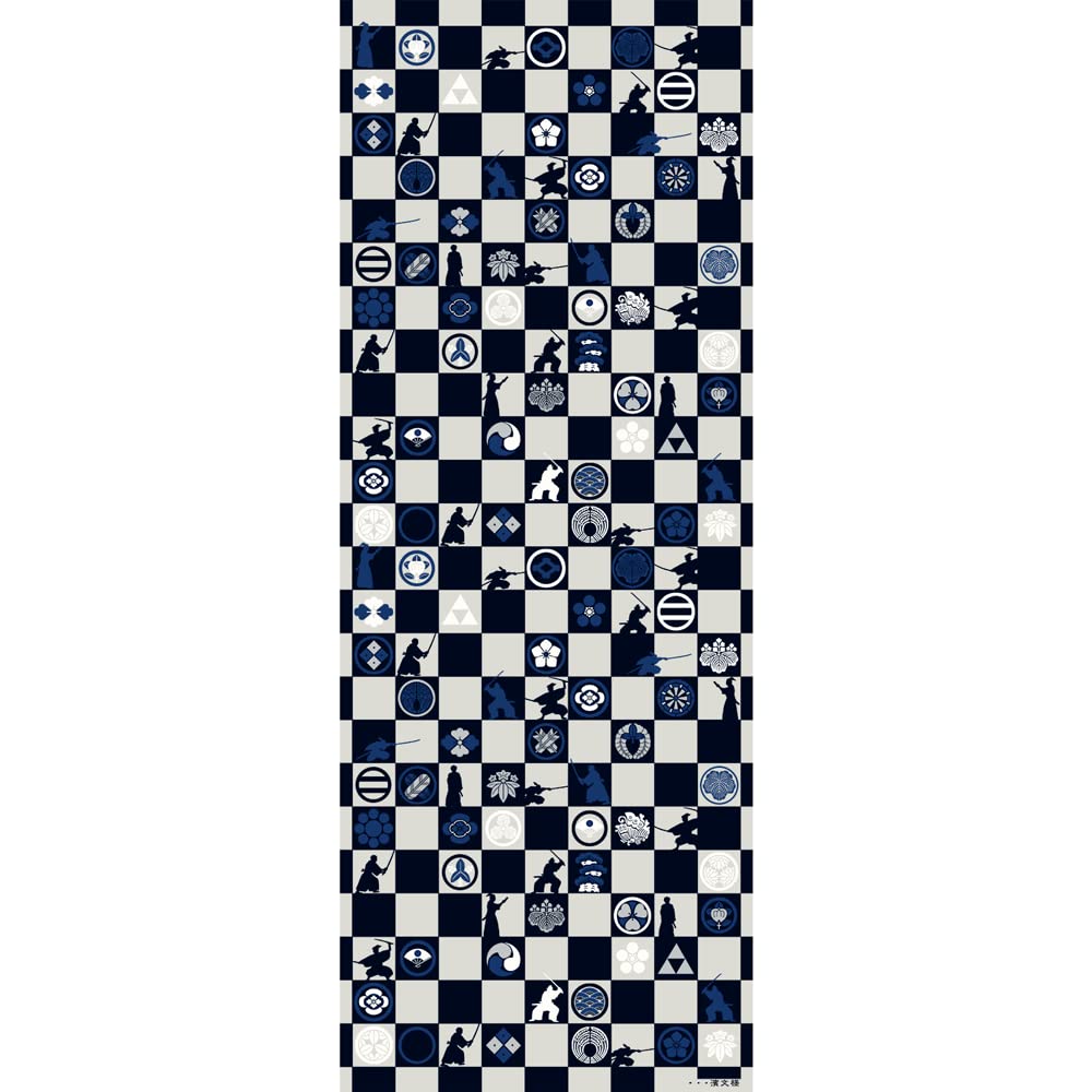 Hamamonyo Tenugui Samurai Crest Checkered Pattern Gray