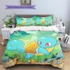 Squirtle Muster Bettwäsche Heimdekoration Geburtstagsgeschenk (1 Bettbezug + 2 Kissenbezüge, ohne Füllung)