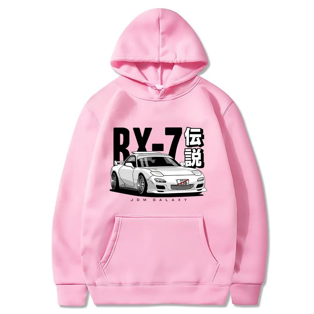 2024 trendy hoodie retro RX7 FD Drift Japanese car print breathable sports shirt Harajuku sportswear loose men's pullover