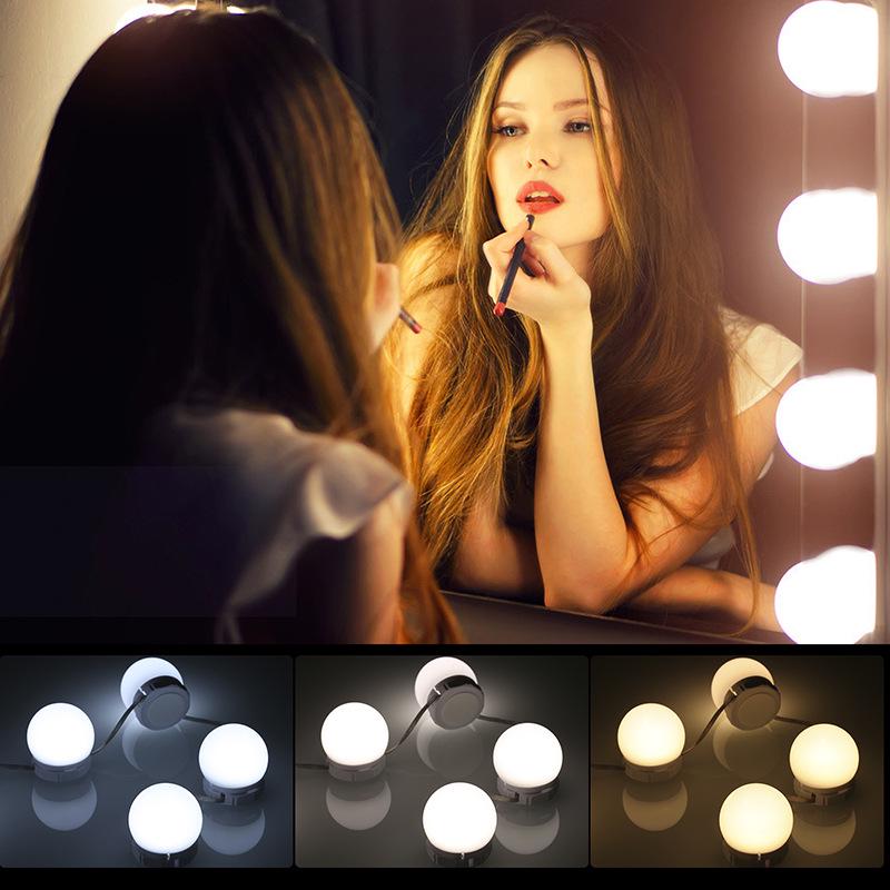 Touch-Control Stepless Dimming LED Vanity Lights with 10 Bulbs for Makeup, Cable Management, and Color Adjustment