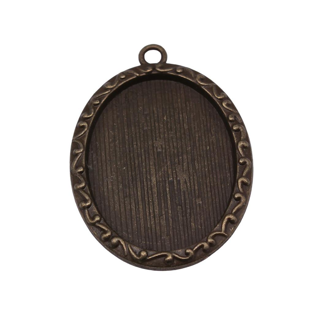 Antique Ornate Oval Bezel Pendant Base For Jewelry Making Fit 30x40mm Blank Tray