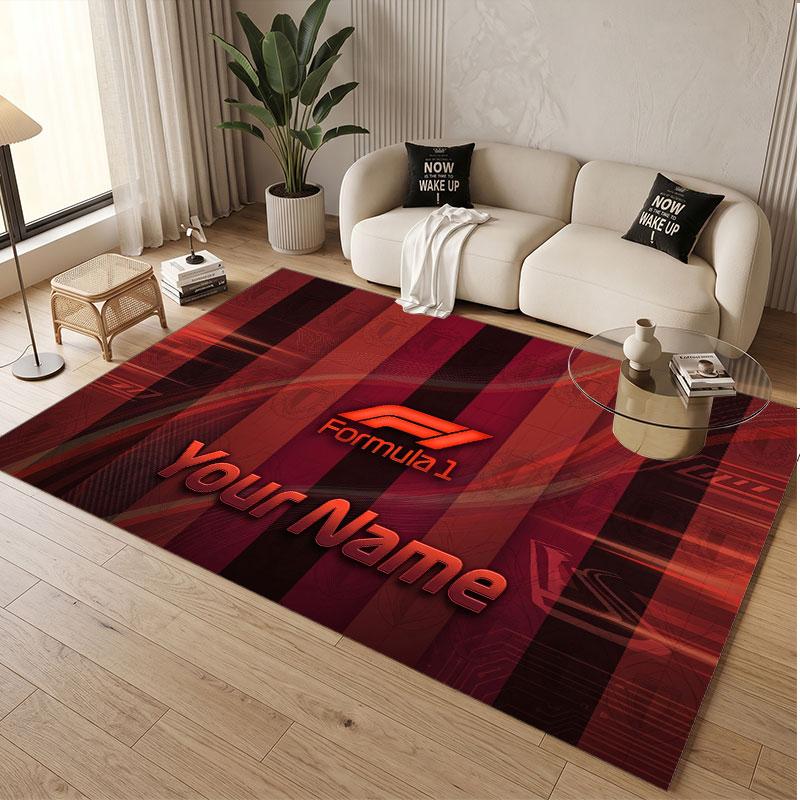 Custom Rug F1 Pattern Print Name Text Soft Non‑Slip Floor Carpet for Home Indoor Decoration