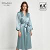 100% Pure Silk Womens Long Robe Lightweight Sleepwear Lounge Gown Home Fall Winter
