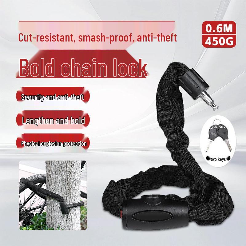 Keychain Bike & Door Lock: Heavy-Duty Iron Chain for Enhanced Anti-Theft Protection in Bicycles, Electric Vehicles, and Batteries.