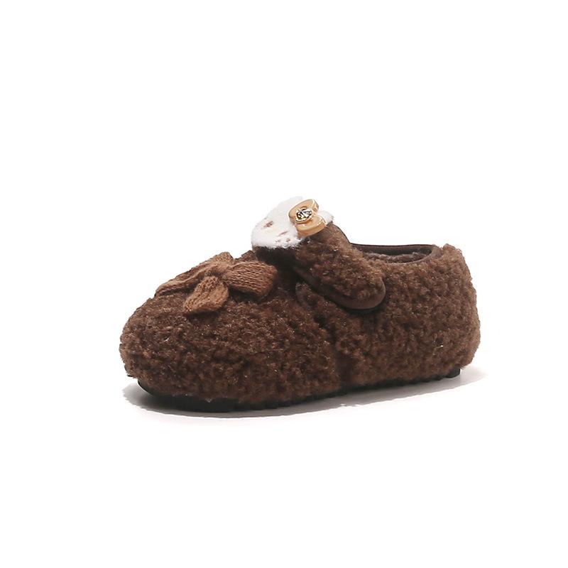 

Winter Warm Fleece Lined Children Loafers Fashion Casual Girls Fluffy Shoes size 22 коричневый
