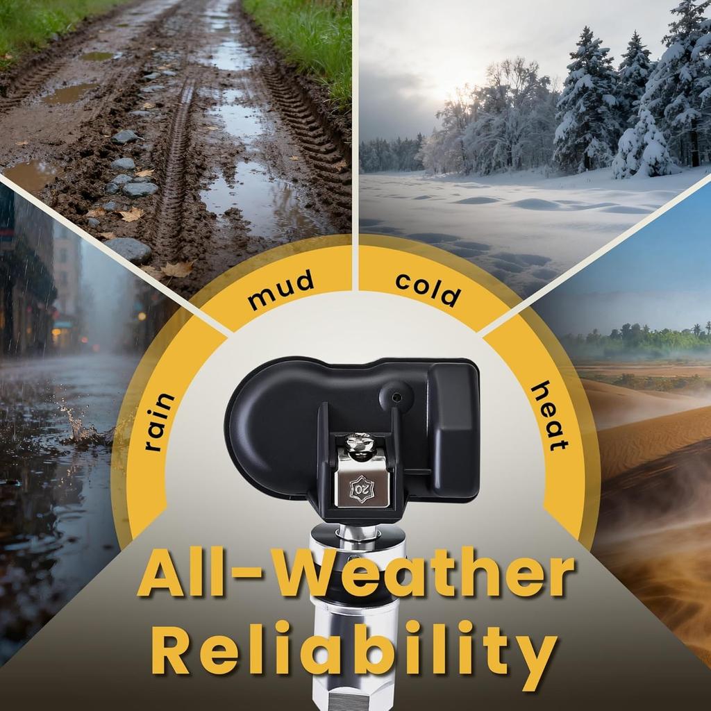 Universal TPMS Sensor 315MHz+433MHz, Tire Pressure Monitoring Sensor Programmable Compatible with TPMS Tool TS408 TS508, Replaceable Metal Valve Stem