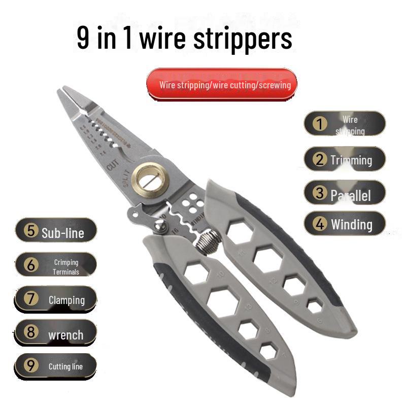 Electrician's Multifunctional Wire Stripping and Crimping Pliers